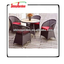 Billiges Rattan dinning Satz 5pcs, synthetische Rattanmöbel im Freien, Plastikrattan gesponnene Möbel im Freien